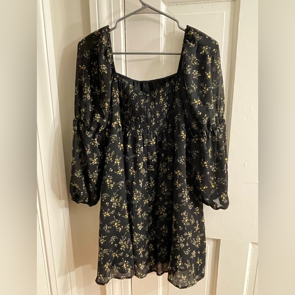 Black Floral Babydoll Dress in Medium - Picture 2 of 6